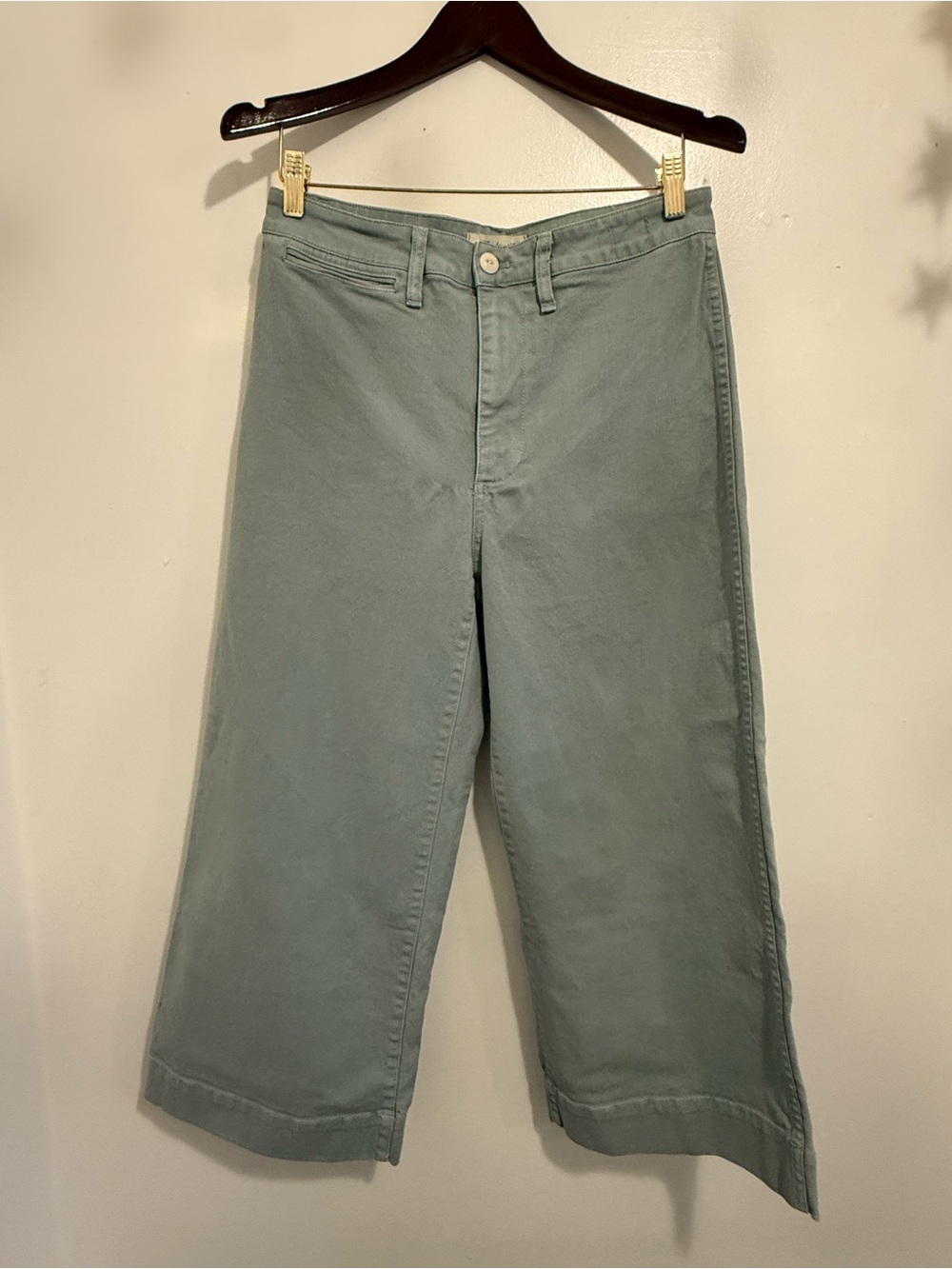 Madewell Women’s Wide-Leg Cropped Pants in Soft Sage Green